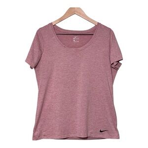 NIKE Dri-FIT Scoop Neck Tee Heathered Mauve | L